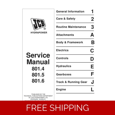 JCB NEW 801.4 801.5 801.6 TRACKED WORKSHOP MANUAL JCB NEW 801.4 801.5 801.6 TRACKED WORKSHOP MANUAL